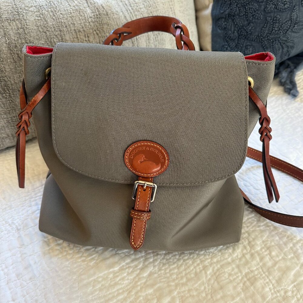 Dooney & Bourke Nylon Flap Backpack Green/Gray Color